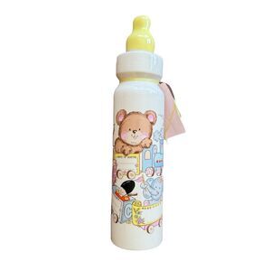 Vintage Cambium Designs Baby Bottle Bank Ceramic 1980s Bear Train Decor